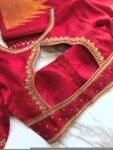 Hand Embroidered Pure Silk Bridal Blouse: Red Zardosi Maggam Work, red saree blouse,handwork blouse,maggam work blouse,mix and match blouse