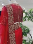 Red Organza Silk Saree:Hand Embroidered Blouse, Indian Wedding Bridal Saree,luxury wedding saree,pure silk saree,cocktail saree,red sari us