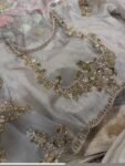 Pure Silk Saree Blouse:Golden Zardosi Hand Embroidery, Elbow Sleeve,golden tissue blouse,handwork blouse,silver blouse,golden blouse USA