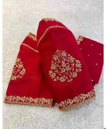 Hand Embroidered Pure Silk Bridal Blouse: Red Zardosi Maggam Work, red saree blouse,handwork blouse,maggam work blouse,mix and match blouse