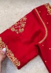 Hand Embroidered Pure Silk Bridal Blouse: Red Zardosi Maggam Work, red saree blouse,handwork blouse,maggam work blouse,mix and match blouse