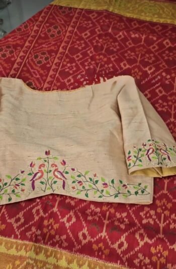 Hand Embroidered Silk Saree Blouse: Cream Zardosi Maggam Work,mix and match blouse,handwork blouse,off white blouse,plus size blouse,maggam