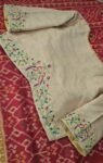 Hand Embroidered Silk Saree Blouse: Cream Zardosi Maggam Work,mix and match blouse,handwork blouse,off white blouse,plus size blouse,maggam
