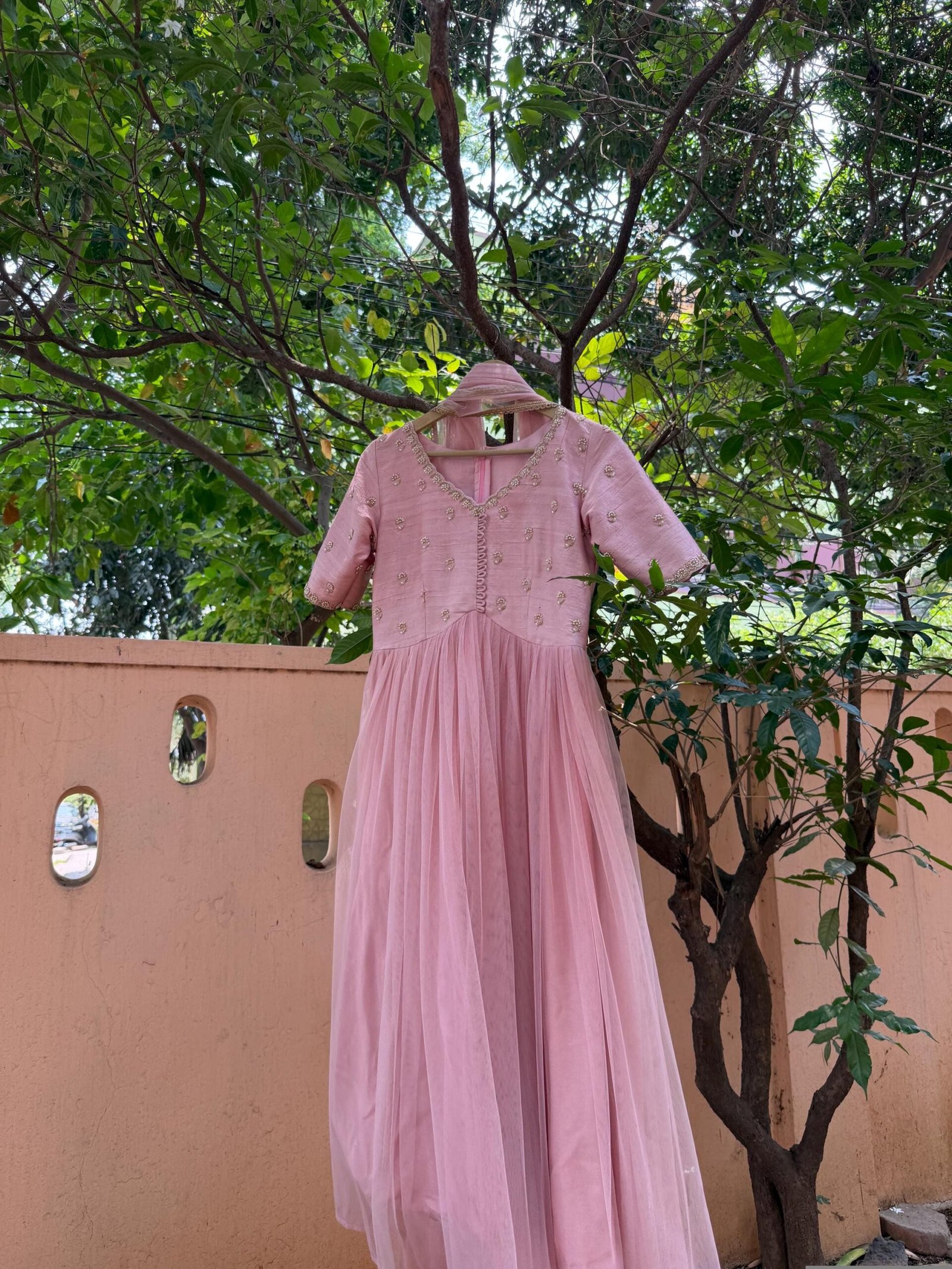 Pink Anarkali Suit:Hand Embroidered Indian Dress, soft net anarkali,hand embroidered anarkali dress,pink anarkali dress/Indian anarkali dres