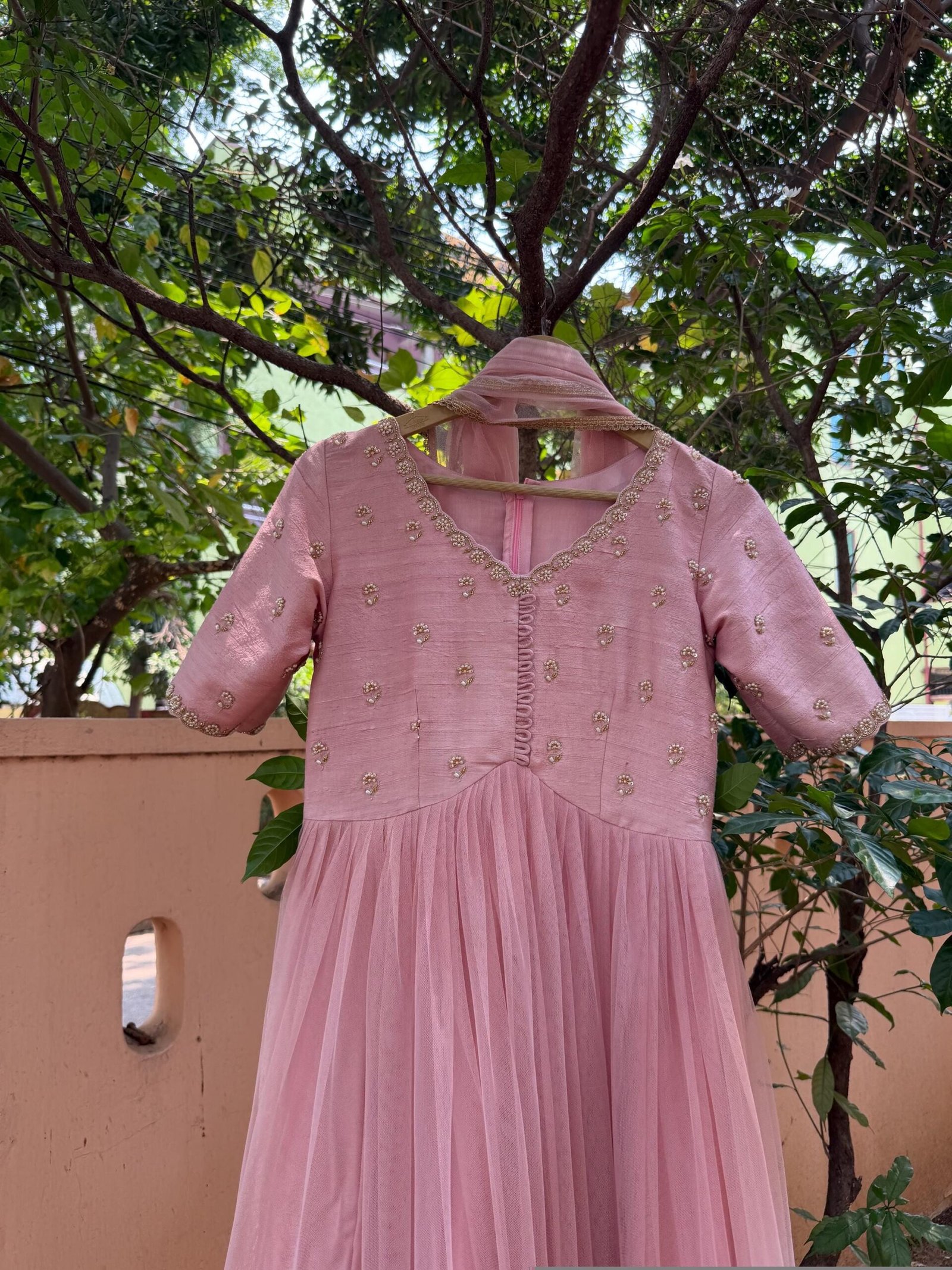 Pink Anarkali Suit:Hand Embroidered Indian Dress, soft net anarkali,hand embroidered anarkali dress,pink anarkali dress/Indian anarkali dres