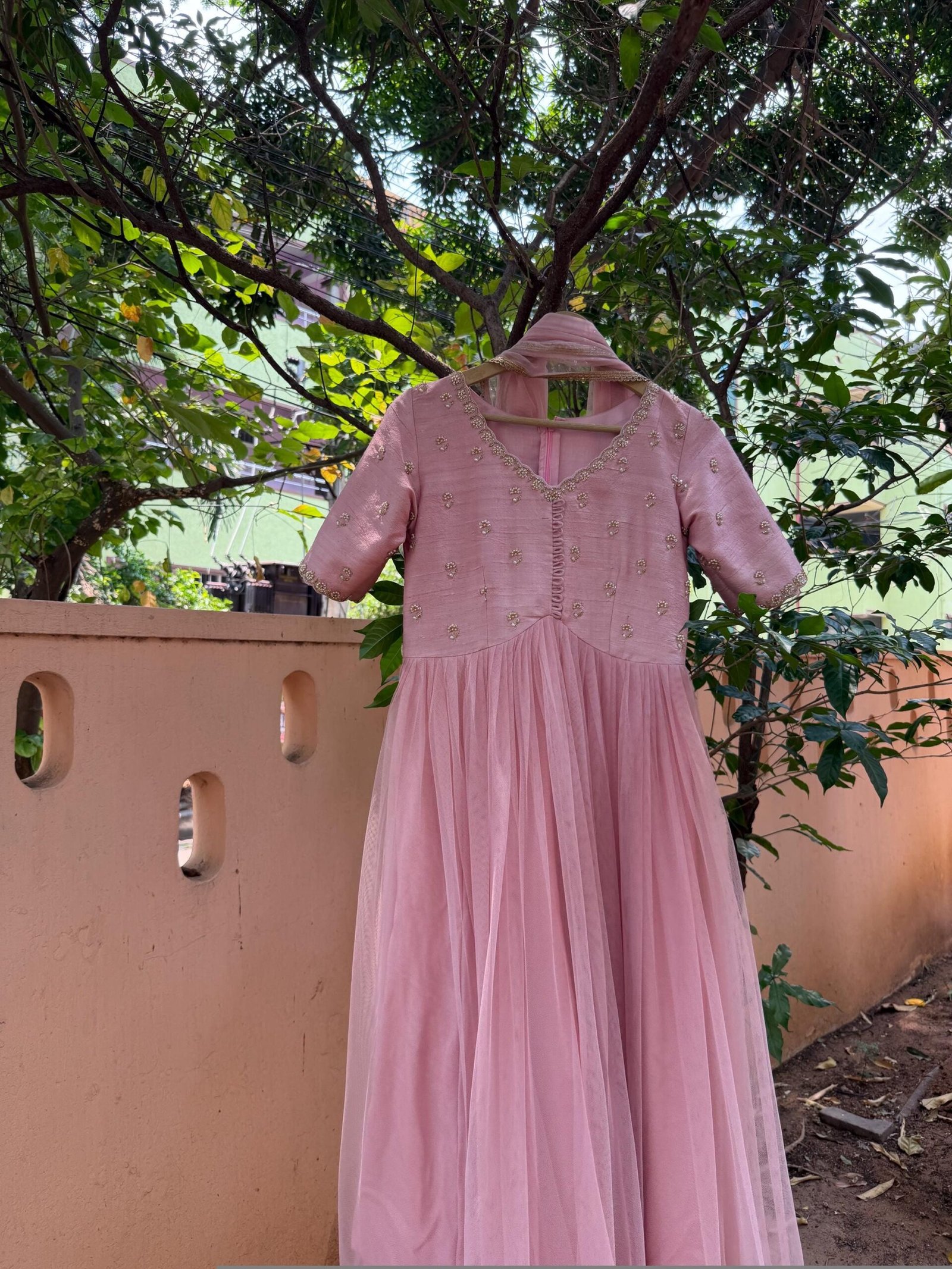 Pink Anarkali Suit:Hand Embroidered Indian Dress, soft net anarkali,hand embroidered anarkali dress,pink anarkali dress/Indian anarkali dres