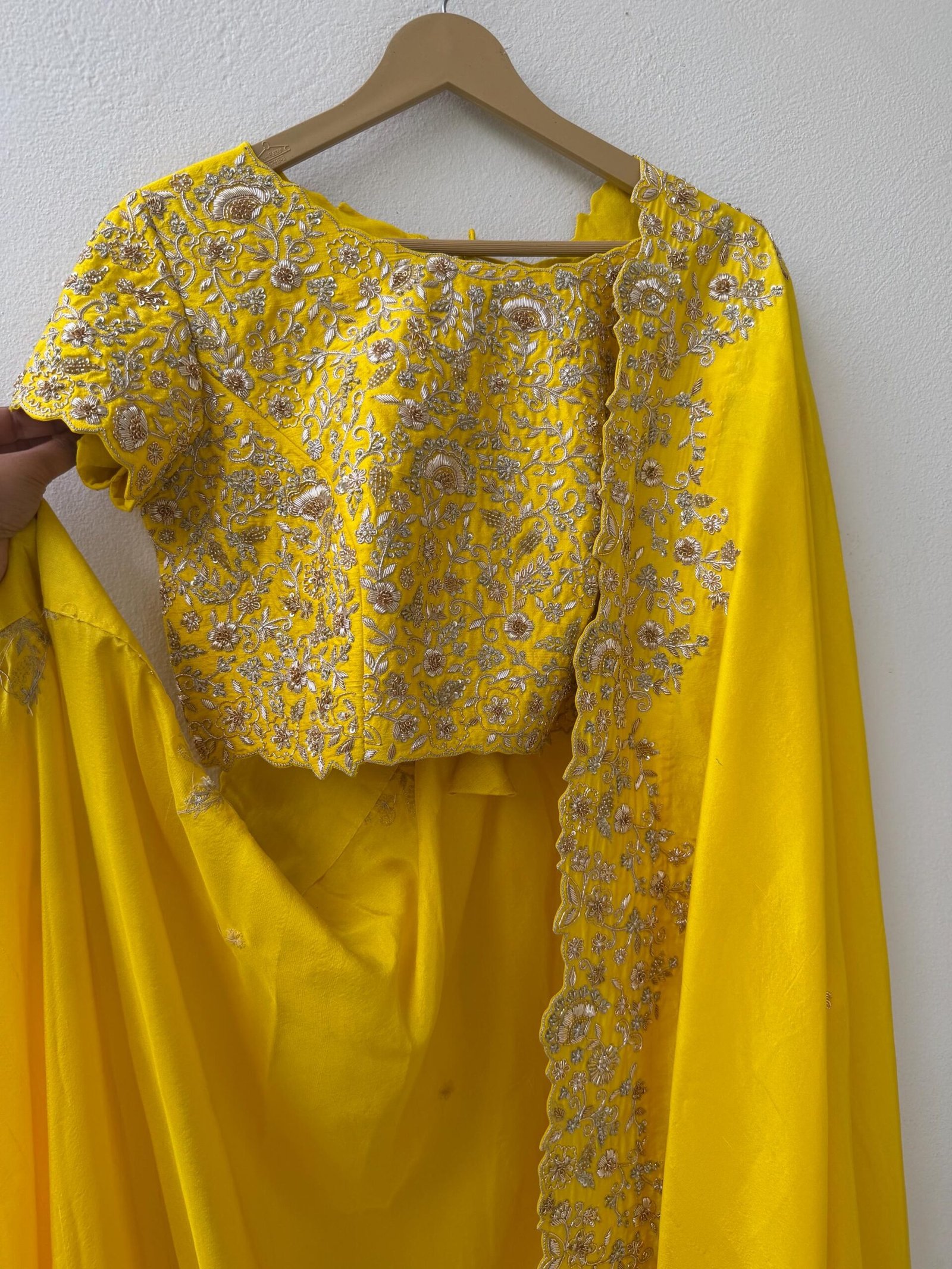 Yellow handwork Saree:Hand Embroidered Blouse,green Indian Wedding Bridal Saree,luxury wedding saree,pure silk wedding saree,cocktail saree