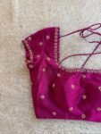 Hand Embroidered Plum Silk Blouse: Zardosi Saree Blouse – Size 42,plus size blouse,handwork blouse,maggam blouse,mix and match blouse USA