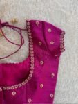 Hand Embroidered Plum Silk Blouse: Zardosi Saree Blouse – Size 42,plus size blouse,handwork blouse,maggam blouse,mix and match blouse USA