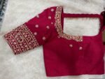 pure silk hand embroidery blouse/saree maggam blouse/red zardosi blouse/maroon red hand embroidered blouse/red ready made blouse zardosi USA
