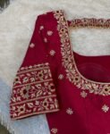 pure silk hand embroidery blouse/saree maggam blouse/red zardosi blouse/maroon red hand embroidered blouse/red ready made blouse zardosi USA