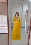 Lemon Yellow Anarkali Suit/Hand Embroidered full Haldi Dress,yellow anarkali kurta/simple anarkali dress,haldi outfit,handwork kurta USA