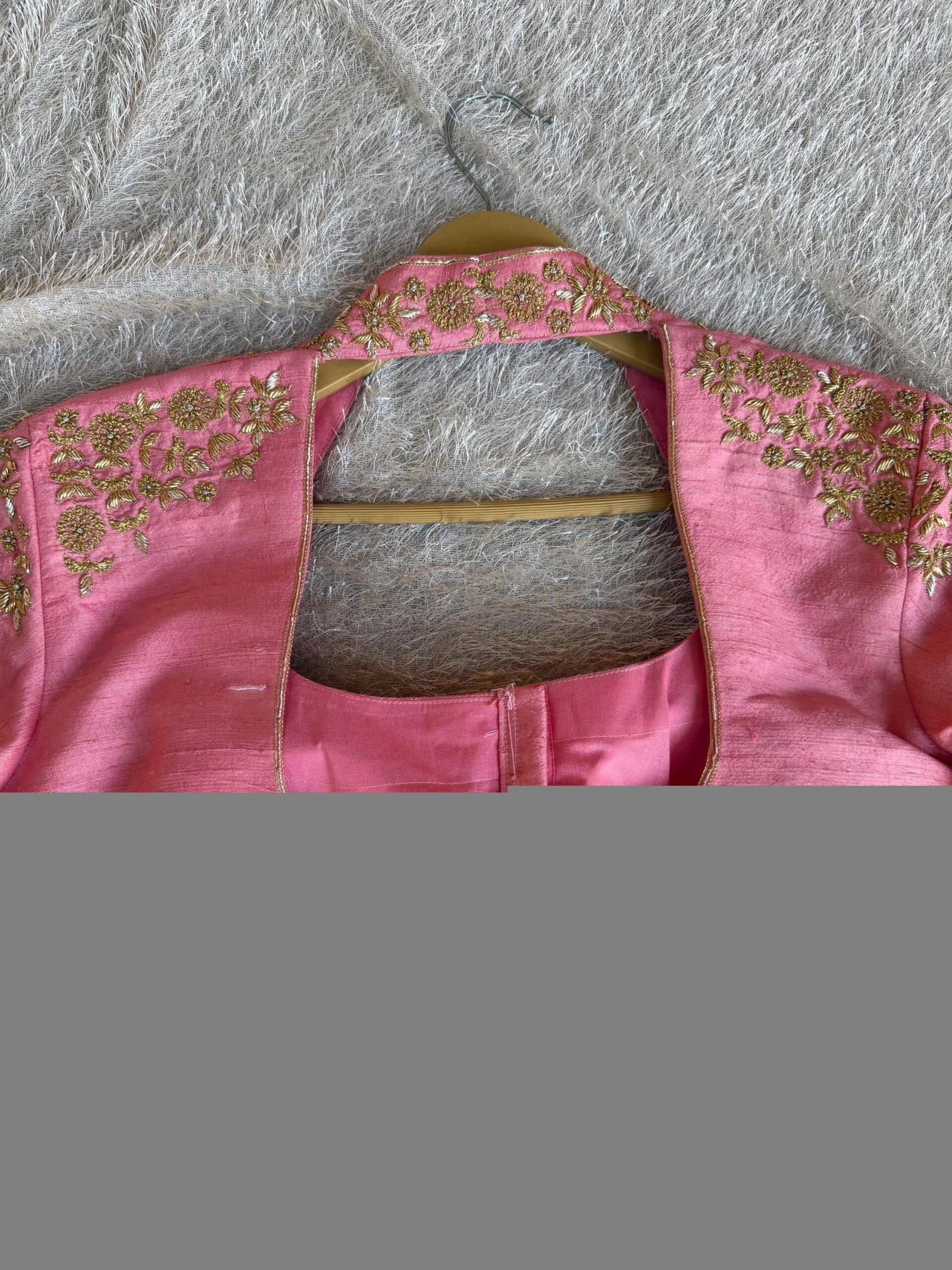 Pink Silk Saree Blouse/Hand Embroidered Zardosi Maggam Blouse,plus size blouse,collar blouse,handwork blouse pink,mix and match blouse pink