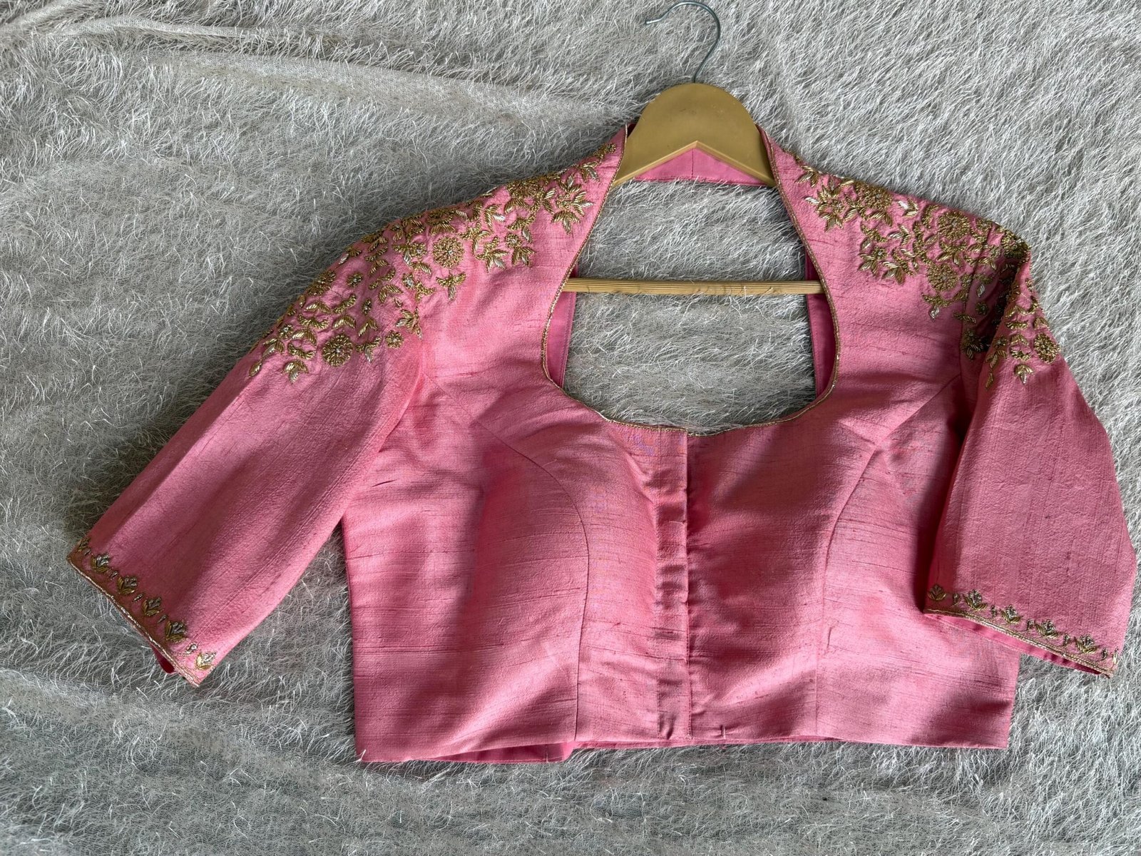 Pink Silk Saree Blouse/Hand Embroidered Zardosi Maggam Blouse,plus size blouse,collar blouse,handwork blouse pink,mix and match blouse pink