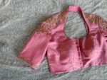 Pink Silk Saree Blouse/Hand Embroidered Zardosi Maggam Blouse,plus size blouse,collar blouse,handwork blouse pink,mix and match blouse pink