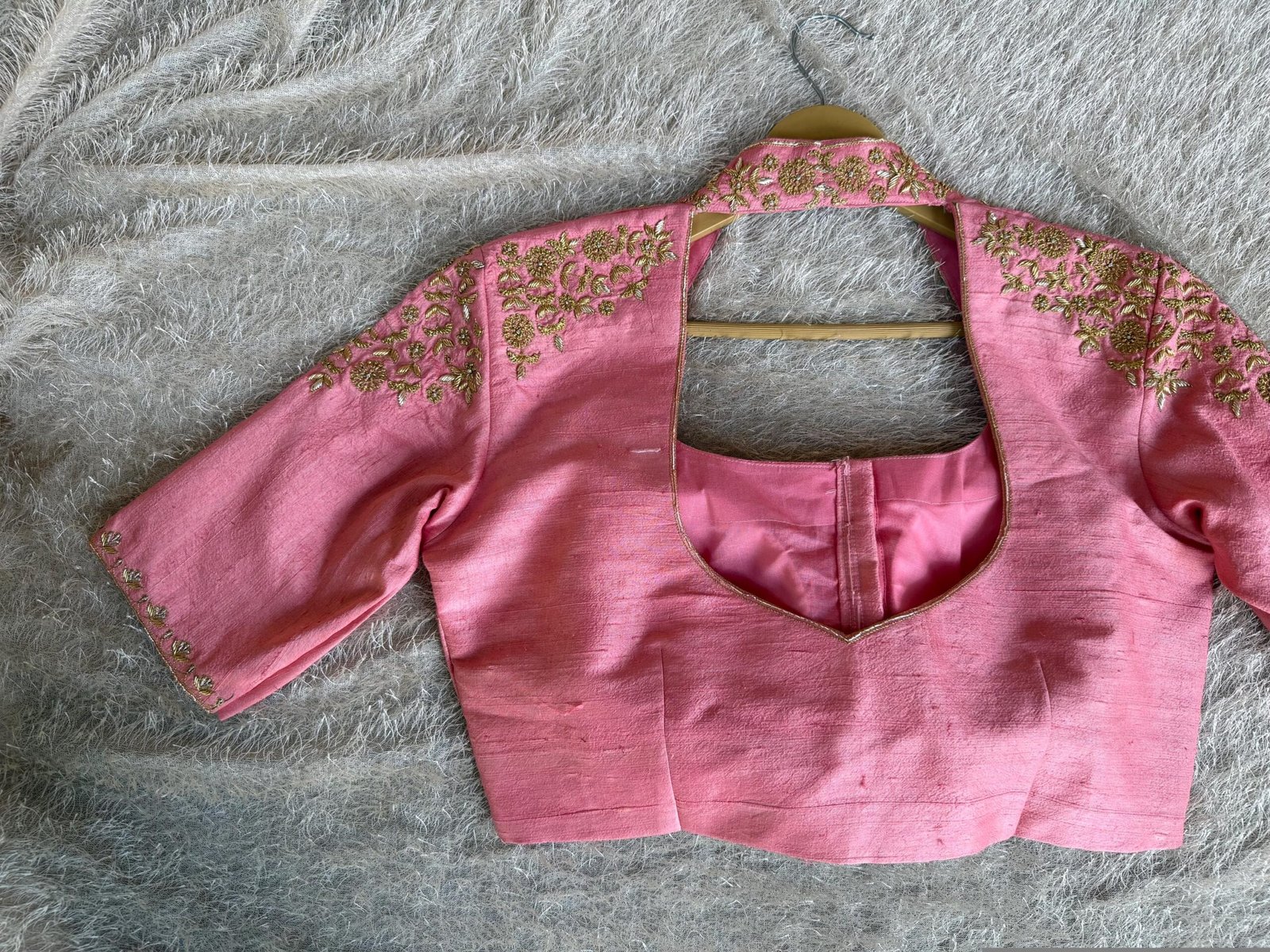 Pink Silk Saree Blouse/Hand Embroidered Zardosi Maggam Blouse,plus size blouse,collar blouse,handwork blouse pink,mix and match blouse pink