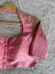 Pink Silk Saree Blouse/Hand Embroidered Zardosi Maggam Blouse,plus size blouse,collar blouse,handwork blouse pink,mix and match blouse pink