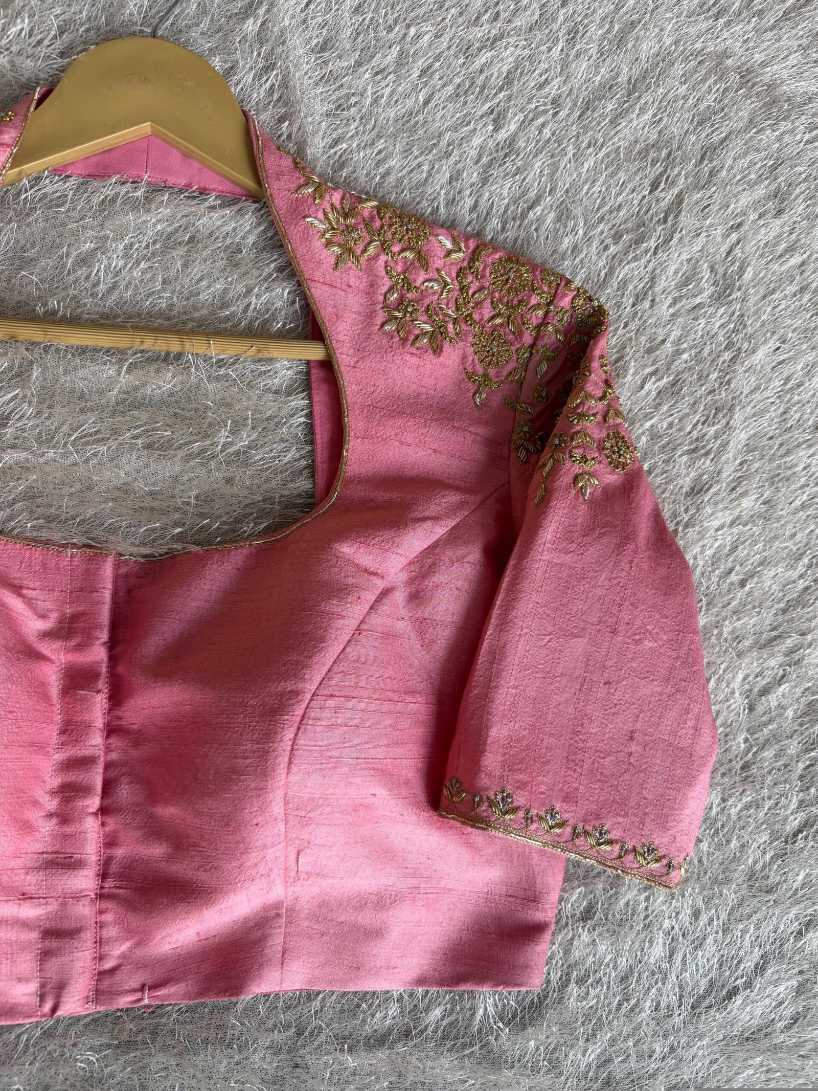 Pink Silk Saree Blouse/Hand Embroidered Zardosi Maggam Blouse,plus size blouse,collar blouse,handwork blouse pink,mix and match blouse pink