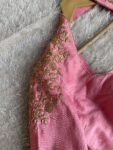 Pink Silk Saree Blouse/Hand Embroidered Zardosi Maggam Blouse,plus size blouse,collar blouse,handwork blouse pink,mix and match blouse pink