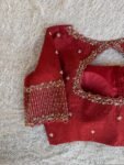 Hand Embroidered Zardosi Silk Blouse/Maroon Red Maggam Saree Blouse/plus size blouse/hand work blouse/red maggam blouse/maroon blouse USA