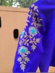 Royal Blue Silk Saree Blouse: Hand Embroidered Zardosi Maggam