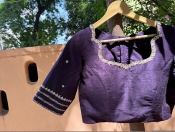 Blue Raw Silk Blouse: Hand Embroidered Zardosi Maggam Work/blue saree blouse,plus size blouses,custom made blouses/hand embroidered blouse u