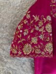 Hand Embroidered Silk Zardosi Blouse: Magenta Pink Maggam Work/pink maggam blouse,plus size blouses,hand work blouse,hand work blouses usa