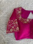Hand Embroidered Silk Zardosi Blouse: Magenta Pink Maggam Work/pink maggam blouse,plus size blouses,hand work blouse,hand work blouses usa