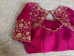 Hand Embroidered Silk Zardosi Blouse: Magenta Pink Maggam Work/pink maggam blouse,plus size blouses,hand work blouse,hand work blouses usa