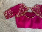 Hand Embroidered Silk Zardosi Blouse: Magenta Pink Maggam Work/pink maggam blouse,plus size blouses,hand work blouse,hand work blouses usa