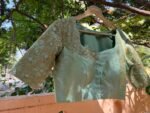 Hand Embroidered Zardosi Silk Blouse: Light Gold Maggam Work,cream tissue blosue,high neck blouse,saree blouses,mix and match saree blouse