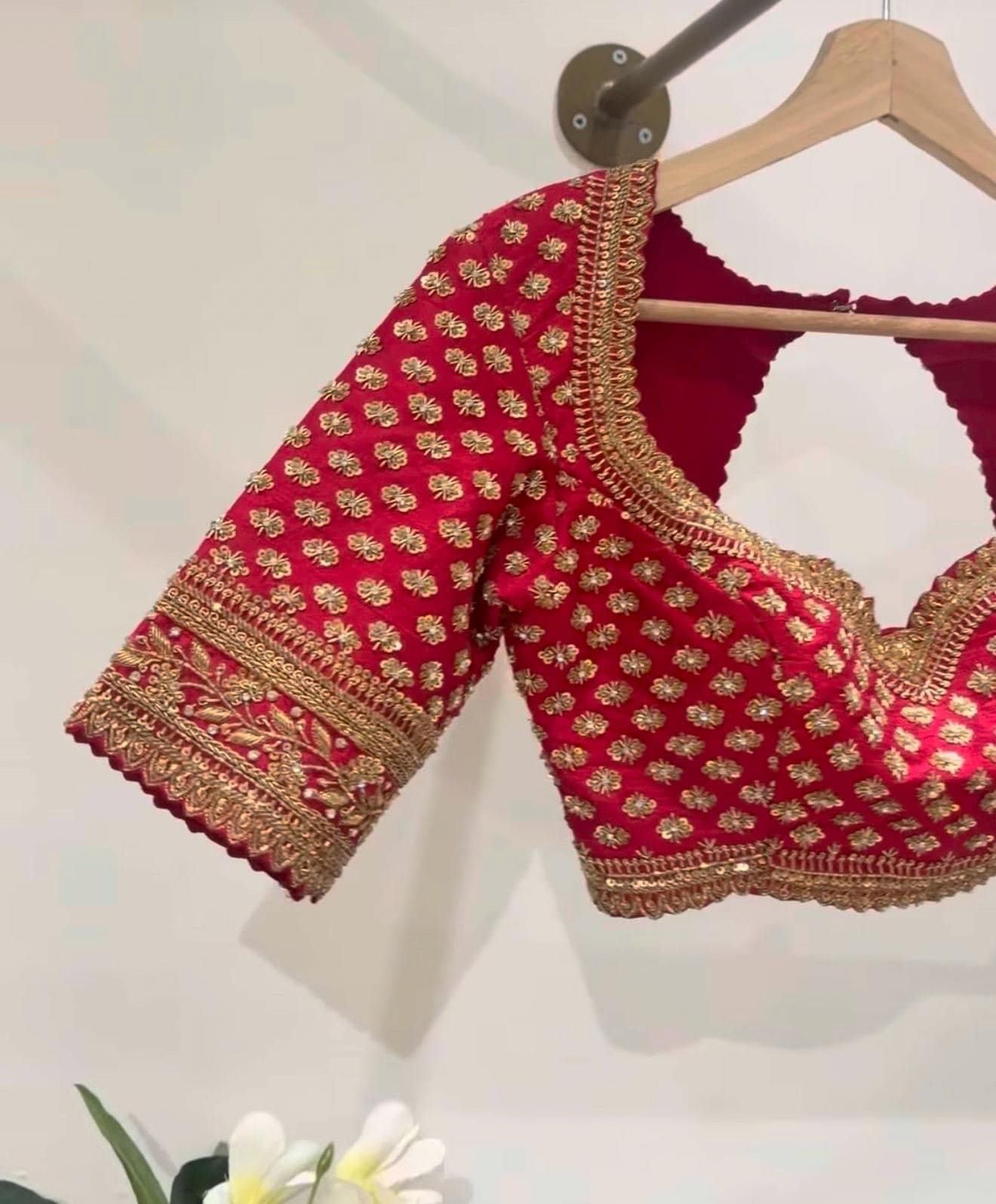 Hand Embroidered Zardosi Silk Blouse/Maroon Red Maggam Saree Blouse/red bridal blouse/burgundy blouse,kundan work blouse,mix and match blous