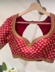 Hand Embroidered Zardosi Silk Blouse/Maroon Red Maggam Saree Blouse/red bridal blouse/burgundy blouse,kundan work blouse,mix and match blous