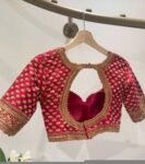 Hand Embroidered Zardosi Silk Blouse/Maroon Red Maggam Saree Blouse/red bridal blouse/burgundy blouse,kundan work blouse,mix and match blous