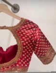 Hand Embroidered Zardosi Silk Blouse/Maroon Red Maggam Saree Blouse/red bridal blouse/burgundy blouse,kundan work blouse,mix and match blous