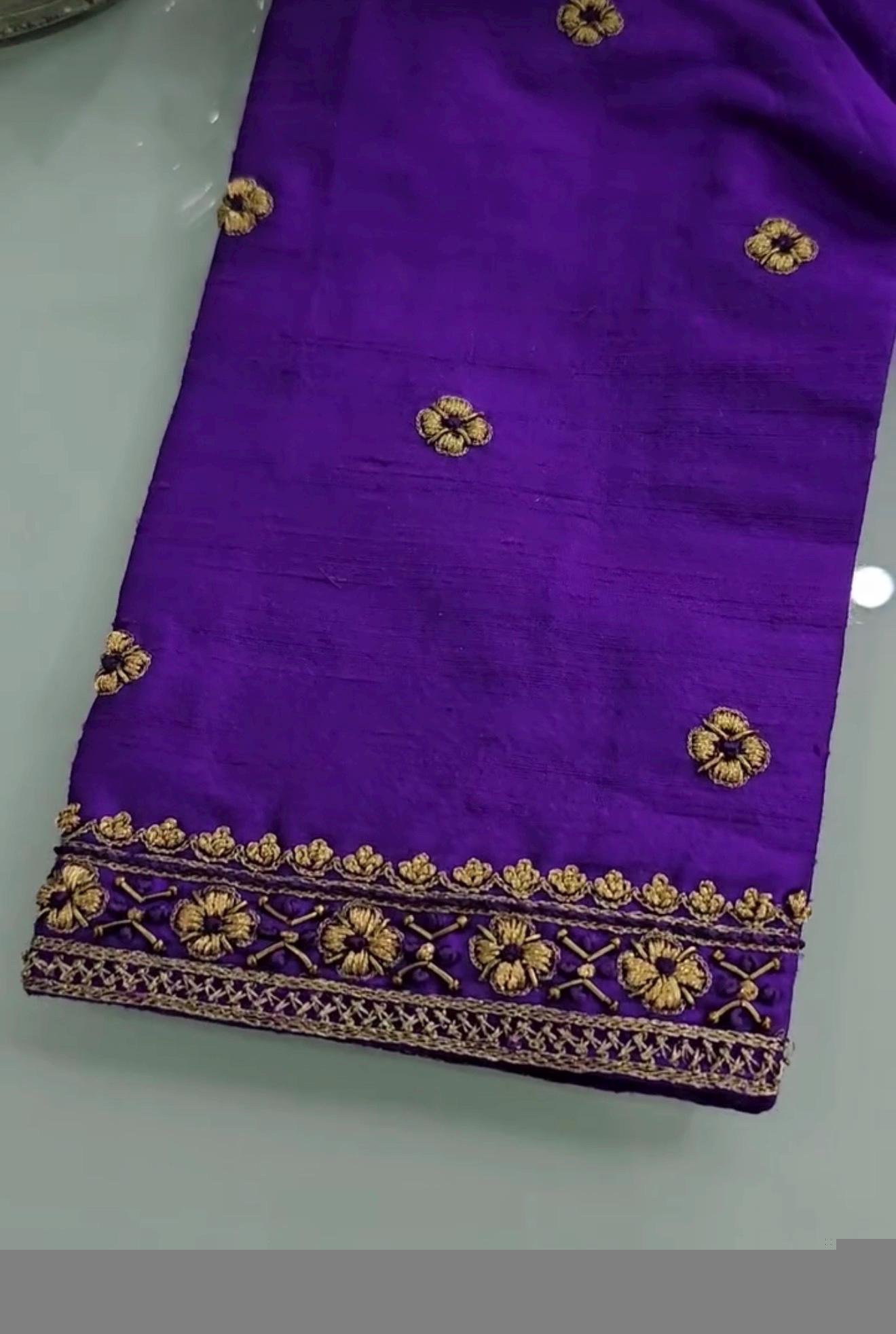 Purple hand embroidery blouse/saree maggam work blouse/purple saree blouse/purple hand embroidered blouse/ready made blouse zardosi/voggish