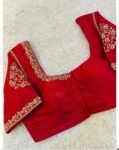 Hand Embroidered Pure Silk Bridal Blouse: Red Zardosi Maggam Work, red saree blouse,handwork blouse,maggam work blouse,mix and match blouse