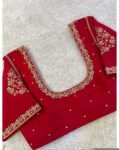 Hand Embroidered Pure Silk Bridal Blouse: Red Zardosi Maggam Work, red saree blouse,handwork blouse,maggam work blouse,mix and match blouse