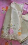 Hand Embroidered Silk Saree Blouse: Cream Zardosi Maggam Work,mix and match blouse,handwork blouse,off white blouse,plus size blouse,maggam