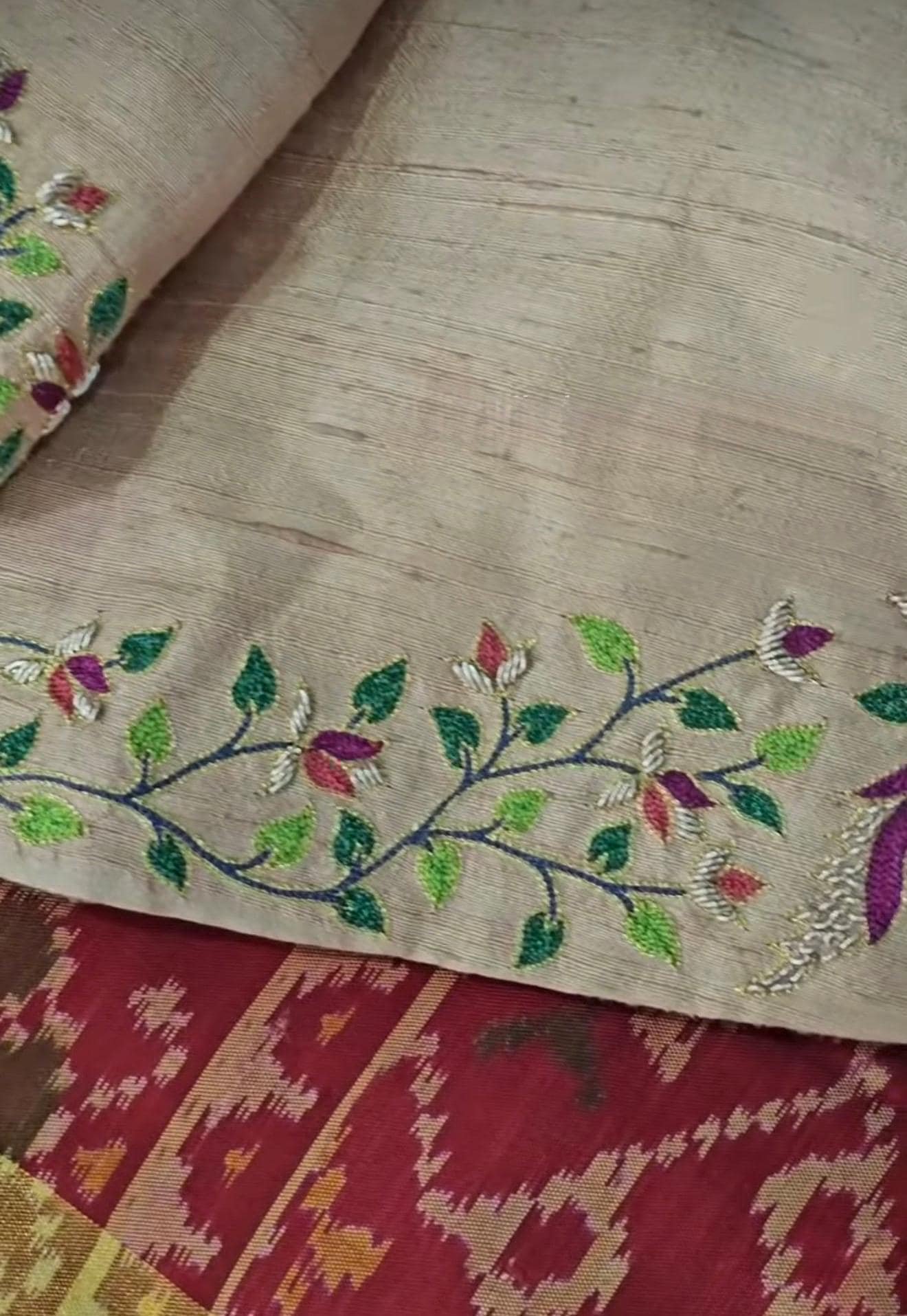 Hand Embroidered Silk Saree Blouse: Cream Zardosi Maggam Work,mix and match blouse,handwork blouse,off white blouse,plus size blouse,maggam