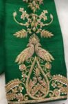 pure silk hand embroidery blouse/green saree maggam blouse/raw silk banarasizardosi blouse/hand embroidered blouse/ready made blouse zardosi