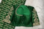 pure silk hand embroidery blouse/green saree maggam blouse/raw silk banarasizardosi blouse/hand embroidered blouse/ready made blouse zardosi