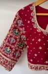 Hand Embroidered Pure Silk Blouse: Red Zardosi Maggam Saree Blouse,plus size blouse,hand work blouse,maggam blouse,red saree blouse USA