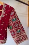 Hand Embroidered Pure Silk Blouse: Red Zardosi Maggam Saree Blouse,plus size blouse,hand work blouse,maggam blouse,red saree blouse USA