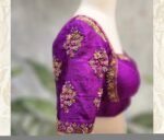 Hand Embroidered Pure Silk Blouse: Purple Zardosi Maggam Work, plus size blouses, handwork blouse,purple saree blouse,bridal wedding blouses