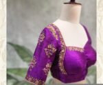 Hand Embroidered Pure Silk Blouse: Purple Zardosi Maggam Work, plus size blouses, handwork blouse,purple saree blouse,bridal wedding blouses