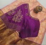 Purple hand embroidery blouse/saree maggam work blouse/purple saree blouse/purple hand embroidered blouse/ready made blouse zardosi/voggish