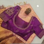 Purple hand embroidery blouse/saree maggam work blouse/purple saree blouse/purple hand embroidered blouse/ready made blouse zardosi/voggish