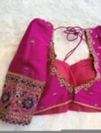 pure silk hand embroidery blouse /modern saree maggam blouse/pink zardosi blouse / hand embroidered blouse/pink ready made blouse zardosi