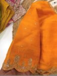 Orange silk hand embroidery blouse/orange saree maggam blouse/orange saree blouse/simplehand embroidered blouse/orange ready made blouse zar